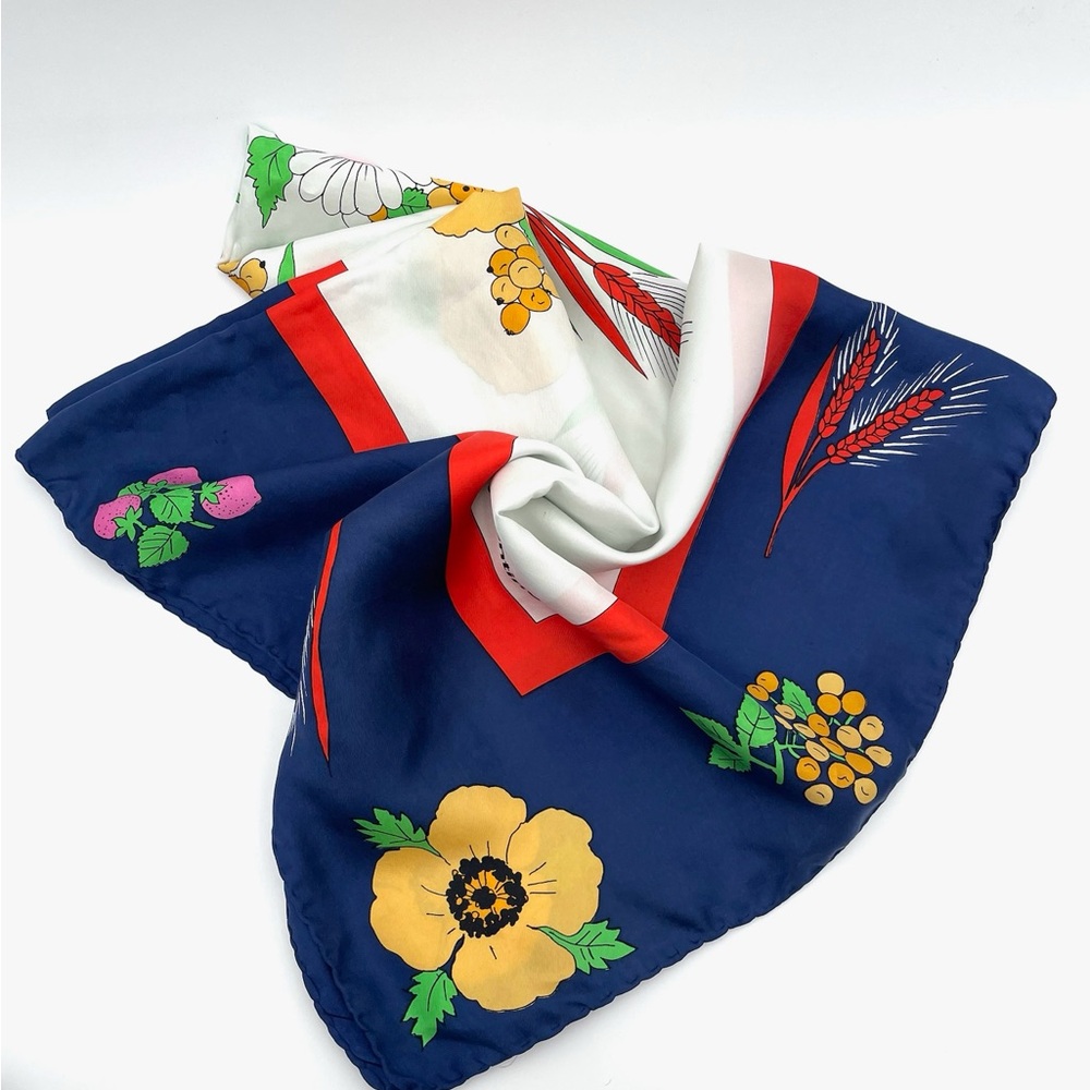 Vintage Valentino Multicolor Floral Silk Scarf